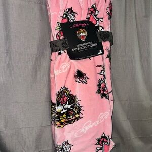 Ed Hardy Pink Tattoo-Inspired Plush Throw